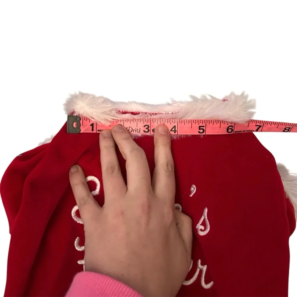 Pup Crew Santa’s Helper Red White Faux Velvet & Faux Fur Trim Dog Onesie